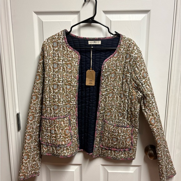 NATURAL LIFE Jackets & Blazers - NATURAL LIFE Floral Quilted Blazer with Pink Trim